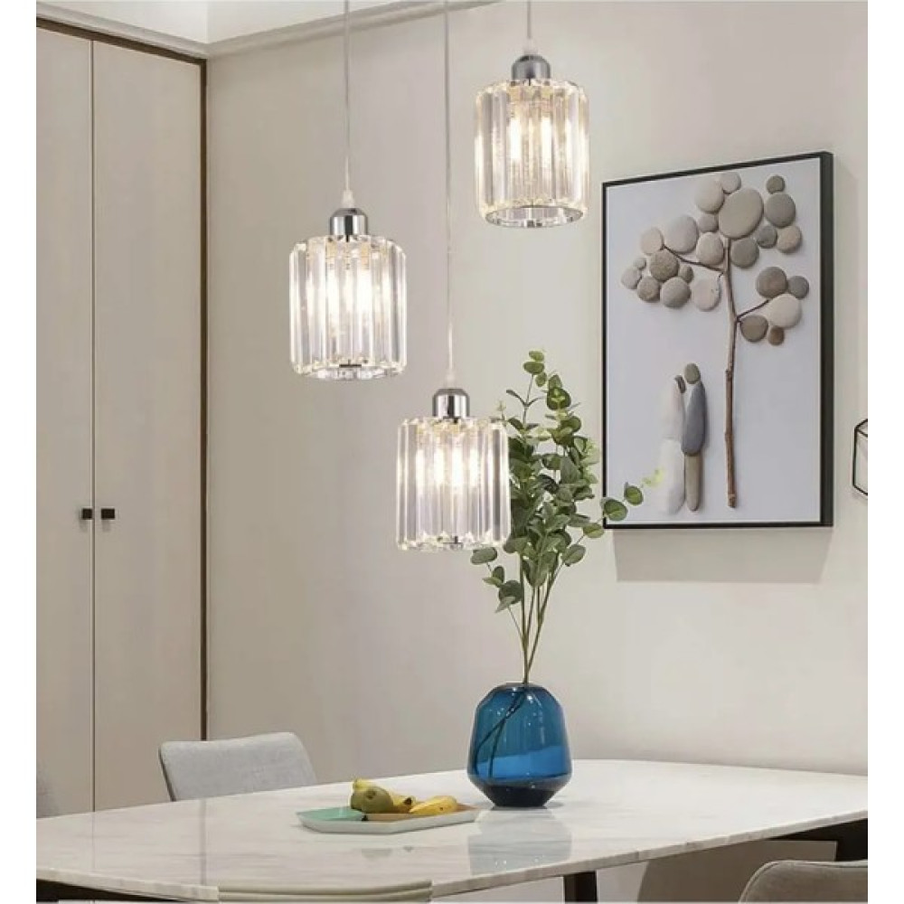 Buiva Luxury Modern Üçlü Lüks Kristal Taşlı Sarkıt Avize Krom Pırlanta Taşlı Avize Fiyatı