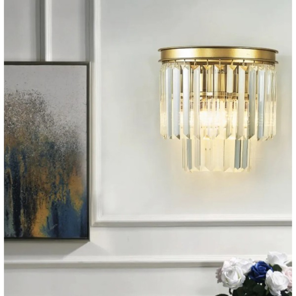 Buiva Modern Luxury Kristal Taşlı Pilli Aplik Tak Çalıştır Ledli Aplik Eskitme Gold Sarı Aplikler Fiyatı