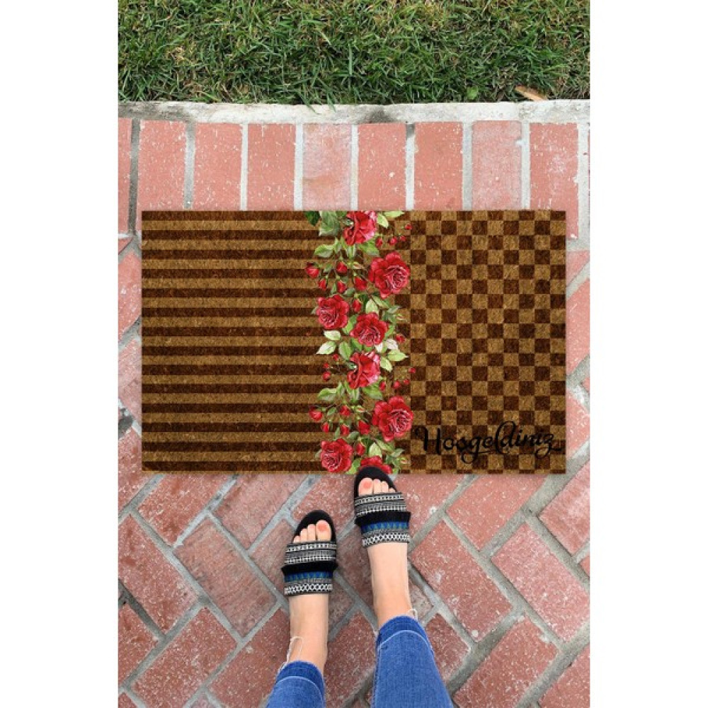 Buket Home Çizgili Dama Iç ve Dış Mekan Dekoratif Çok Amaçlı Kapı Önü Paspası - 45 x 70 cm - Renkli Paspas Fiyatı