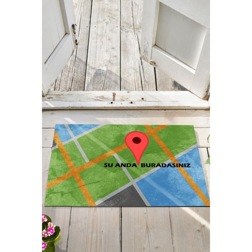 Buket Home Harita Kapı Önü Paspası Dekoratif Kapı Paspası Dış Mekân Paspas Ev Içi Paspası 45X70CM - 45 x 70 cm - Renkli Paspas Fiyatı