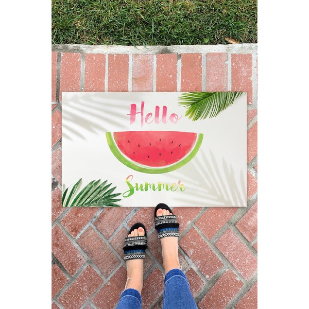 Buket Home Hello Karpuz Iç ve Dış Mekan Dekoratif Çok Amaçlı Kapı Önü Paspası - 45 x 70 cm - Renkli Paspas Fiyatı