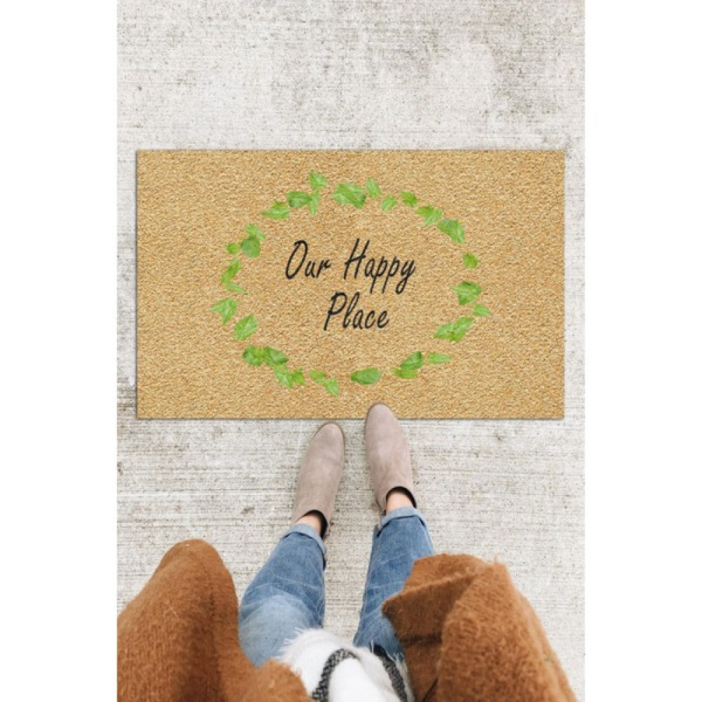 Buket Home Our Happy Place Kapı Önü Paspası Dekoratif Kapı Paspası Dış Mekân Paspas Ev Içi Paspası 45X70CM - 45 x 70 cm - Renkli Paspas Fiyatı