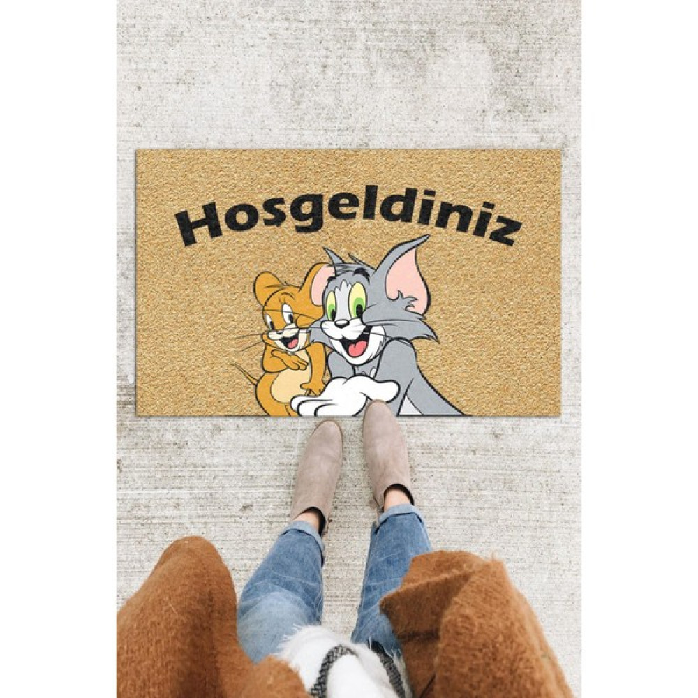 Buket Home Tom ve Jerry Kapı Önü Paspası Dekoratif Kapı Paspası Dış Mekân Paspas Ev Içi Paspası 45X70CM - 45 x 70 cm - Renkli Paspas Fiyatı