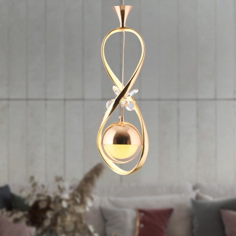 Büklüm Tekli Gold Kelebek Detaylı Ledli Modern Koridor, Yatak Odası Salon Sarkıt LED Avize Avize Fiyatı