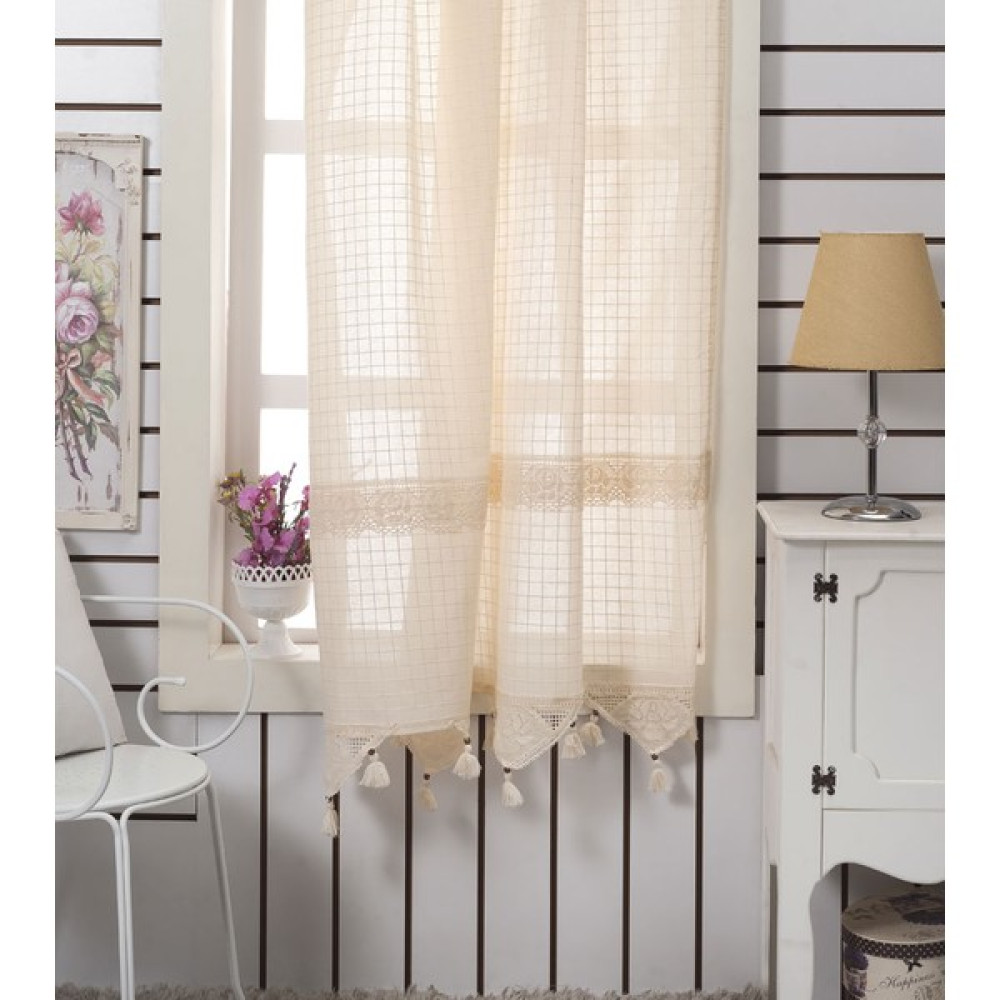 Buldan Concept İşi Otantik Ara Dantelli Natural Perde 160X220 Cm Tül Perde Fiyatı