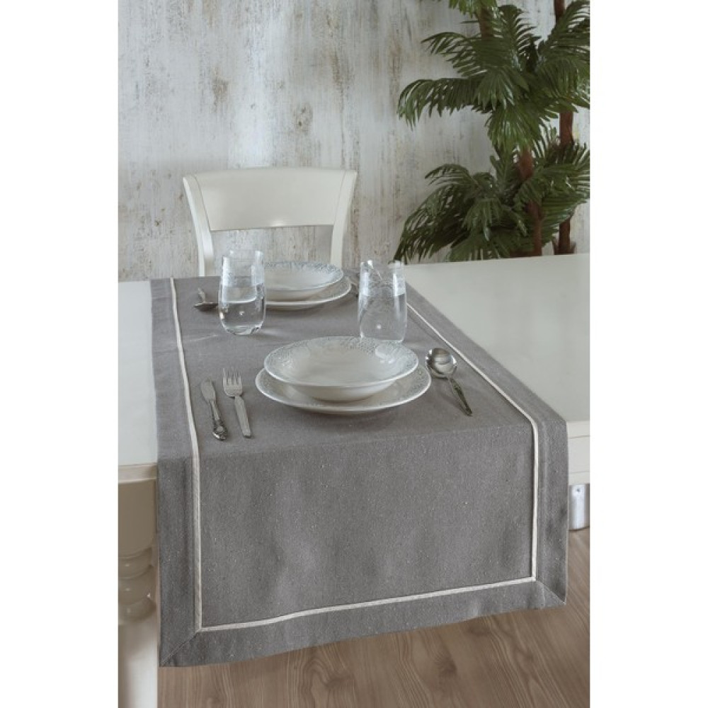 Buldan Keteni Biyeli 50x130 cm Runner - Antrasit - 50 x 130 cm Masa Örtüsü Fiyatı