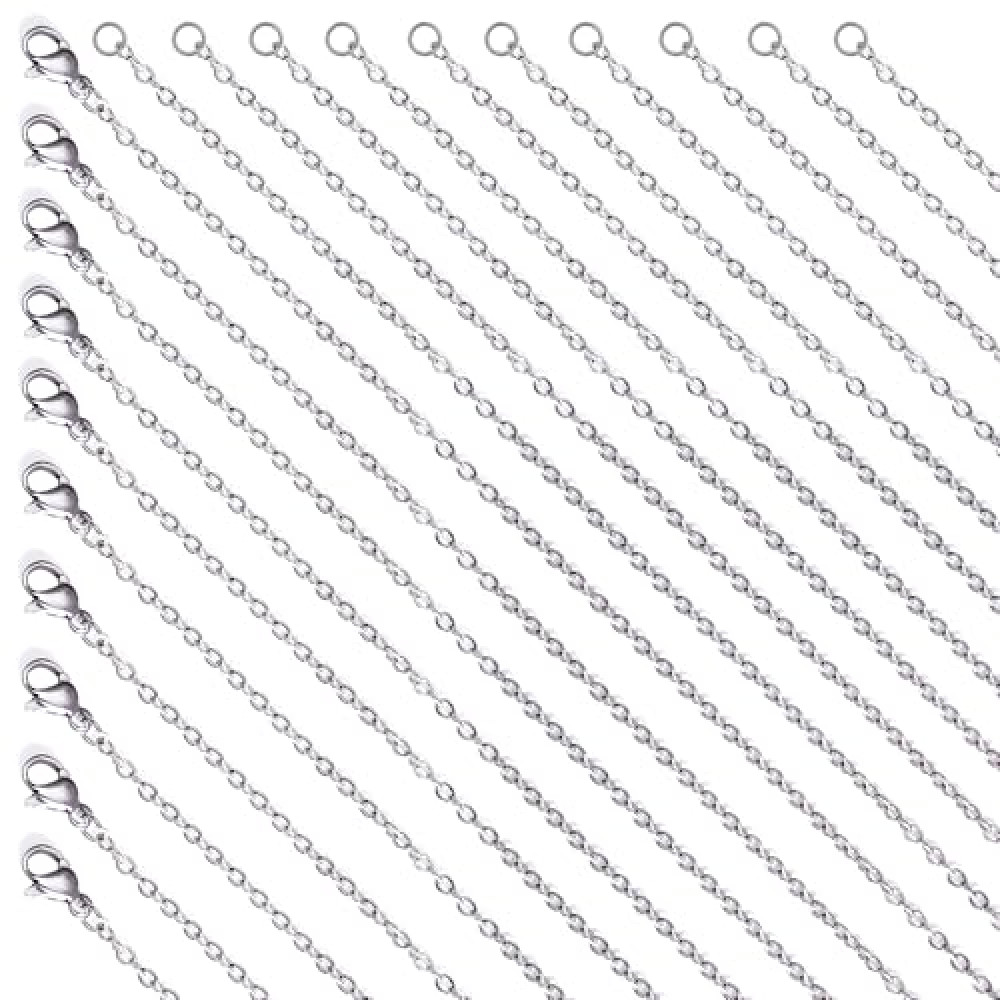 Bulk Fadeless Stainless Steel Necklace Chain, 20 Pack, Hypoallergenic, Silver, Jewelry Making Accessories (Fadeless Silver (17" +19 "))