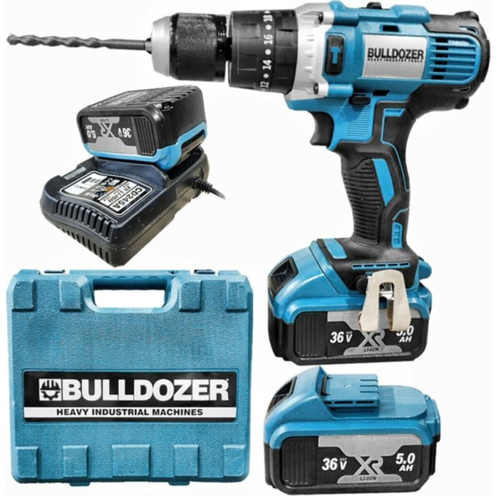 Bulldozer 36V 5AH 13MM Metal Madren Darbeli Çift Akülü Şarjlı Vidalama Matkap Elektrikli El Aletleri Fiyatı