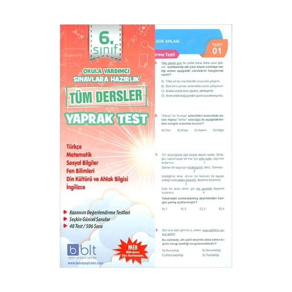 Bulut Eğitim 6. Sınıf Tüm Dersler Yaprak Test Yaprak Testler Fiyatı