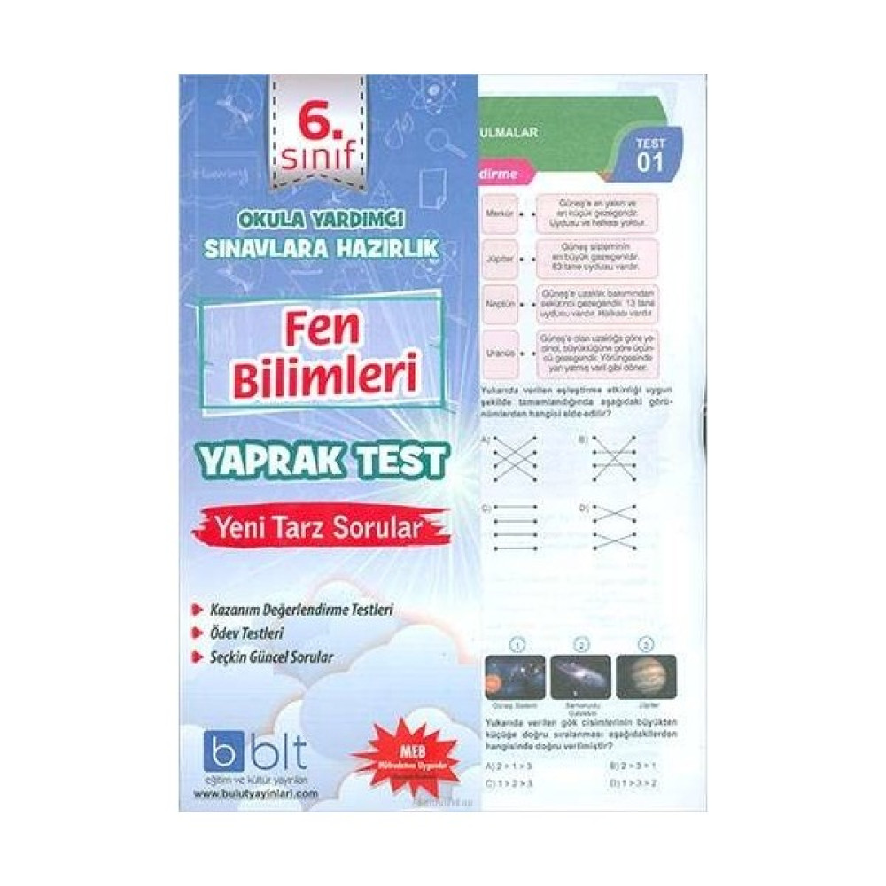 Bulut Eğitim ve Kültür Yayınları Eğitim 6. Sınıf Fen Bilimleri Çek Kopar Yaprak Test Yaprak Testler Fiyatı
