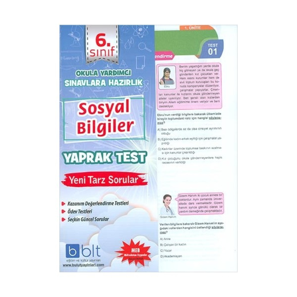 Bulut Eğitim ve Kültür Yayınları Eğitim 6. Sınıf Sosyal Bilgiler Çek Kopar Yaprak Test Yaprak Testler Fiyatı