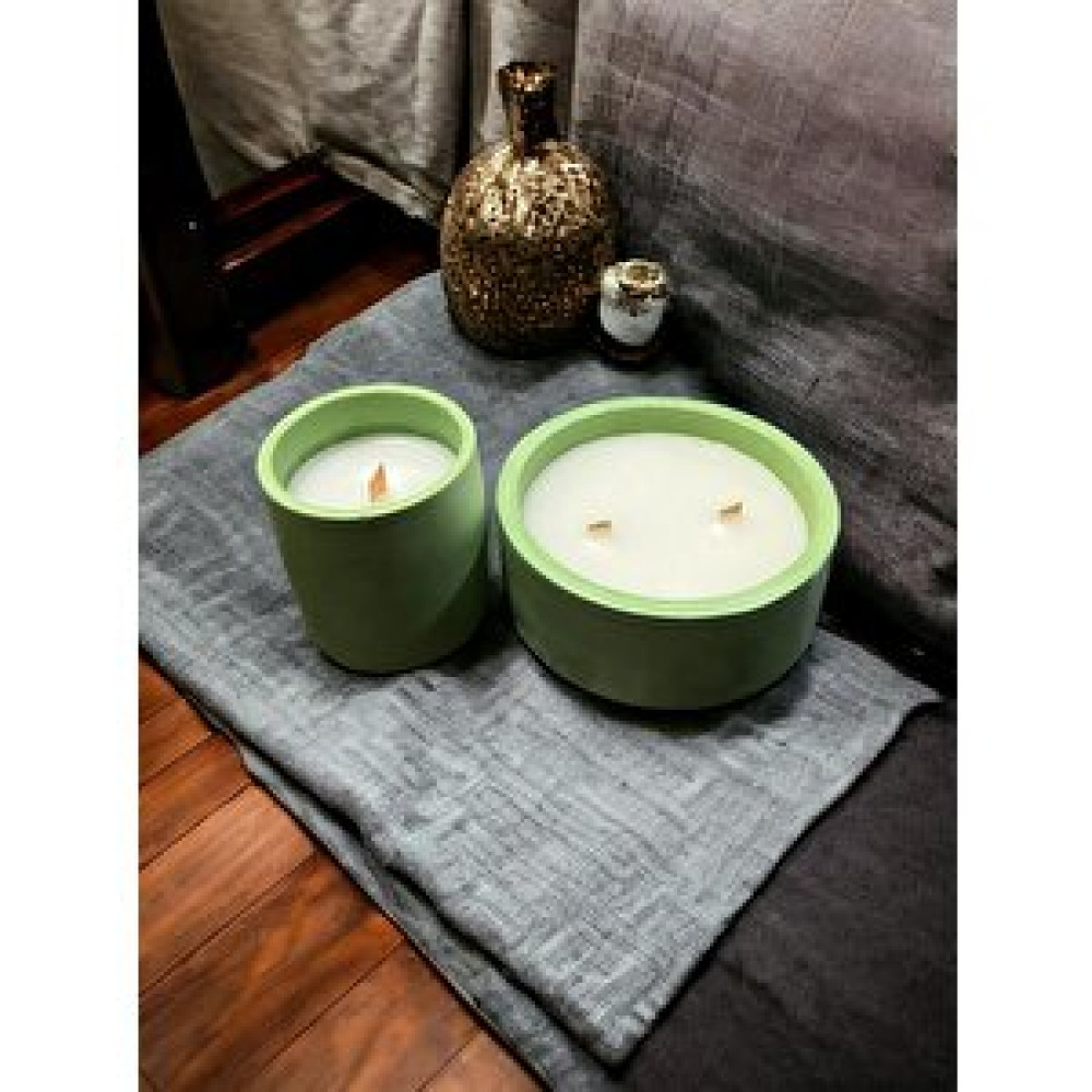 BumBum Bumbum 2'li Özel Seri Soya Wax %100 Naturel Renkli Beton Saksılı Aloe Vera Kokulu Candle Dekoratif Mum Handmade El Yapımı Açık Yeşil Dekoratif Mum Fiyatı