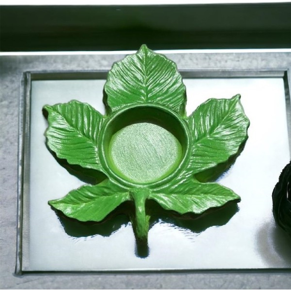 BumBum Handmade Mum Dekoratif Tealight Mumluk Çınar Yaprağı Yılbaşı Düğün Nişan Bebek Süs Eşyası Tealight Mum Hediyeli - Yeşil Şamdan Fiyatı