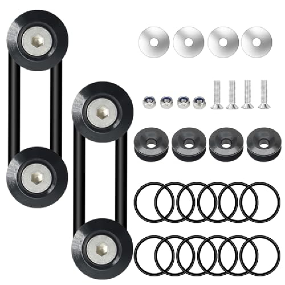 Bumper Quick Release Quick Release Bumper Clips Front Rear Bumper Fastener Kit Compatible for Universal Car Bumper (Black 4 x Release Tabs with 12 x O-Ring Fastener