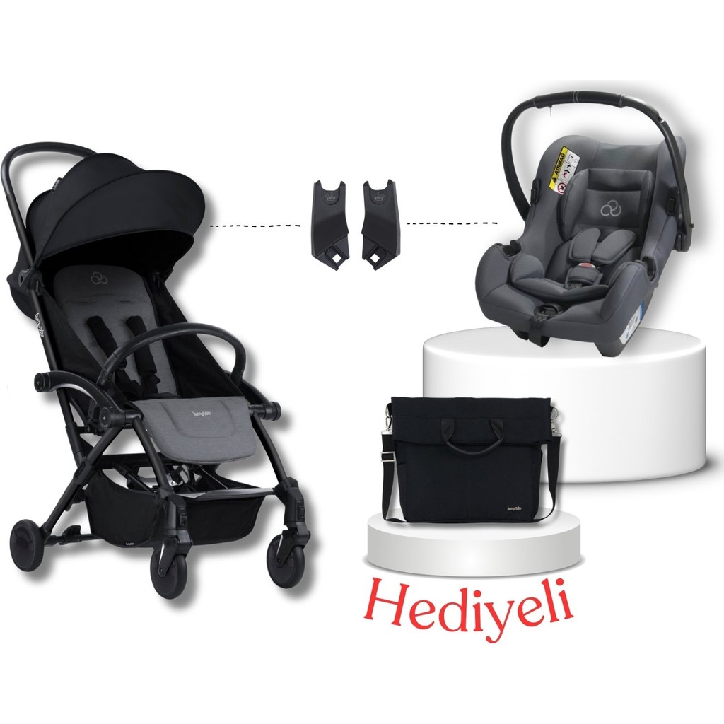 Bumprider Connect³ Black-Grey Melange Bebek Arabası & Connect Trn Grup 0+ Oto Koltuğu Grey & Oto Koltuk Adaptörü - Grey Melange Bebek Arabası ve Pusetler Fiyatı