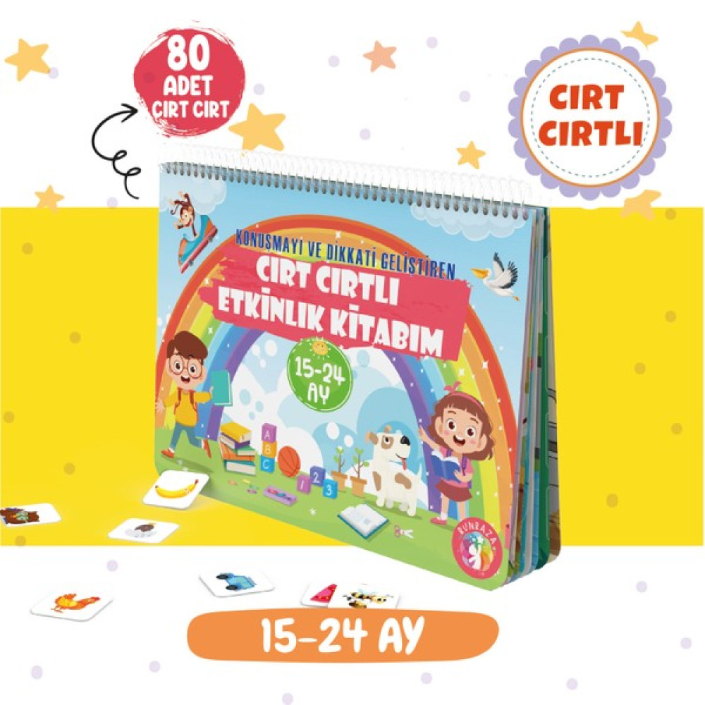 Bunbaza Cırt Cırtlı Etkinlik ve Aktivite Kitabı 15-24 Ay - Konuşma ve Dikkat Geliştiren Eğlenceli Kitap Zihinsel Gelişim Kitapları Fiyatı