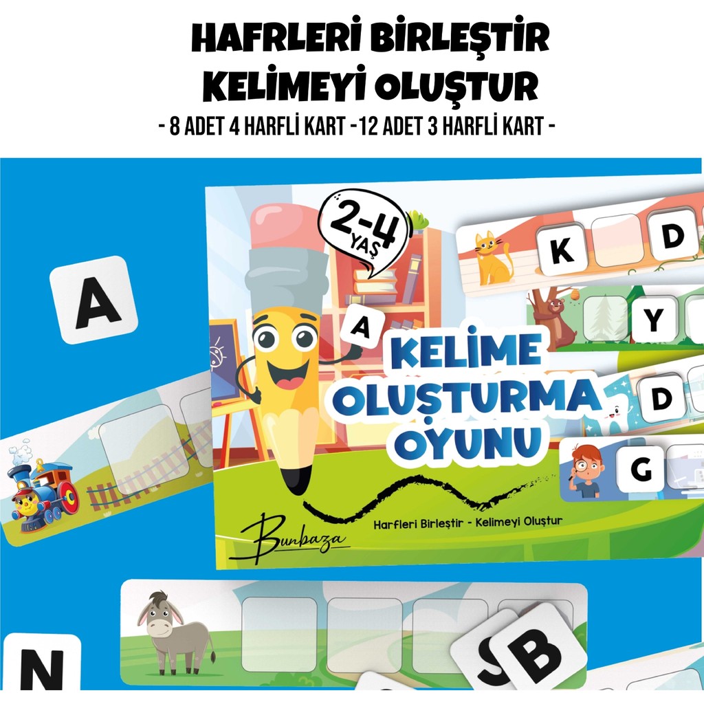 Bunbaza Okul Öncesi Kelime Oluşturma Okuma Öğrenme Oyunu , Benim Kelimelerim, Kelime Bulma Oyunu Diğer Fiyatı