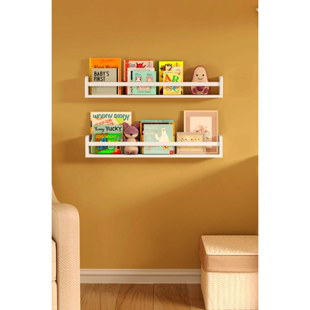 Bundle 2'Li Beyaz Ahşap Kitaplık Çocuk Odası Ve Evinizdeki Tüm Odalarda Kullanabileceğiniz 1. Sınıf Çam Raf - 50x10x9 Duvar Rafı Fiyatı