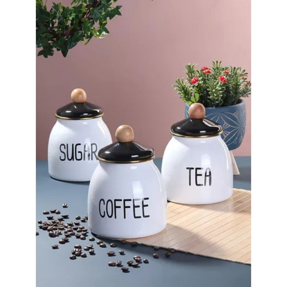 Bune Box Sağlıklı Emaye Çay Şeker Kahve 3'lü Kavanoz Seti - Tea Coffee Sugar Saklama Kabı - 3 Adet Saklama Kapları Fiyatı