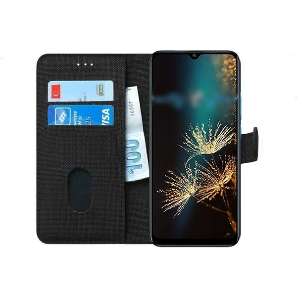 Bunnys Xaiomi Redmi 8A Kılıf Kumaş Cüzdan Kılıf Kapaklı Kılıf - Siyah Cep Telefonu Kılıfı Fiyatı