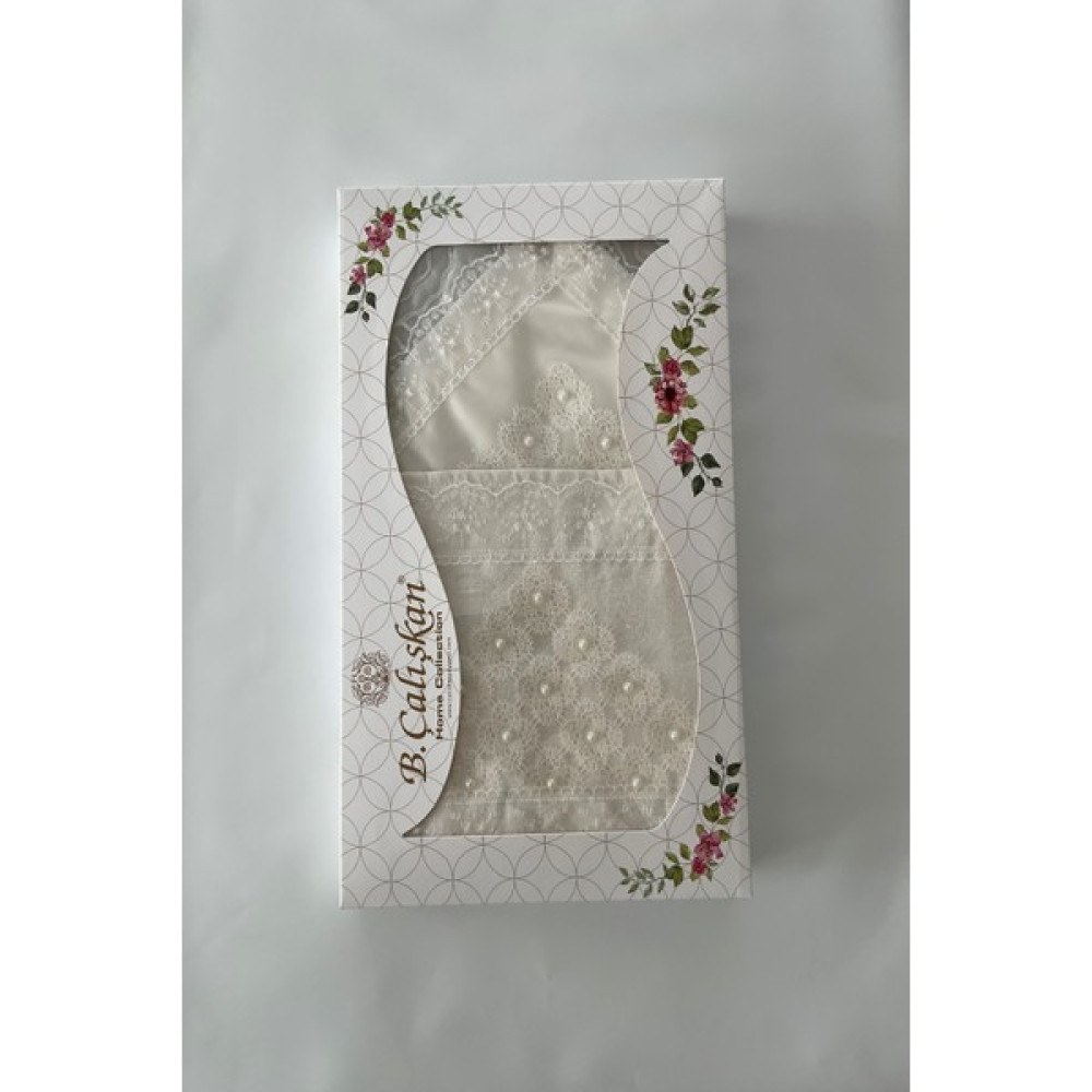 Bünyamin Çalışkan Iğne Oyalı Seccade Seti 4 Parça - Çeyizlik Iğne Oyalı 4'lü Seccade Takımı - 80 x 130 cm - Krem Seccade Fiyatı