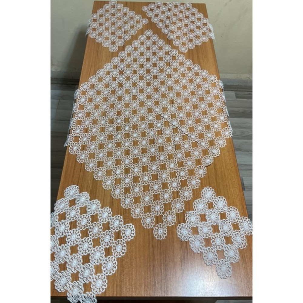 Bünyamin Çalışkan Iğne Oyası Salon Takımı 17 Parça - Açık Bej - 70 x 70 cm Masa Örtüsü Fiyatı