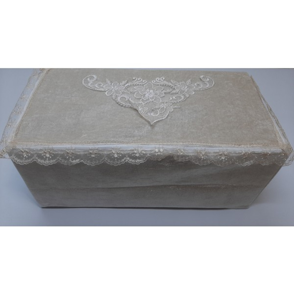 Bünyamin Çalışkan Kadife Kumaş Süngerli Yorgan Hurç Fransız Güpürlü Dantel Çeyizlik Yorgan Hurç - Bohça 98X48X44CM - Kahverengi - 98x48x44 Hurç Fiyatı