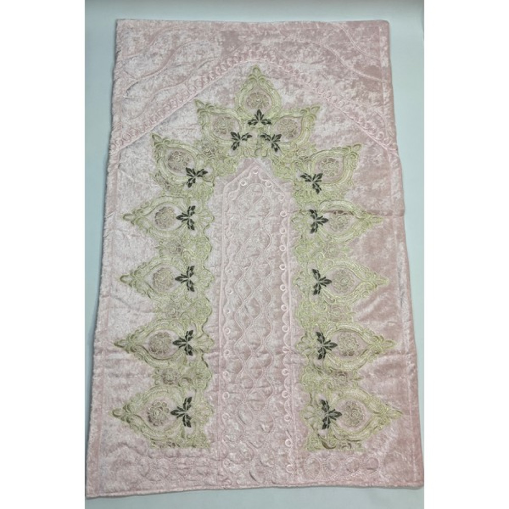 Bünyamin Çalışkan Kadife Şaseli Seccade Takımı 7 Parça - Çeyizlik Lüks Kadife 7'li Seccade Seti - 70 x 125 cm - Pudra Seccade Fiyatı