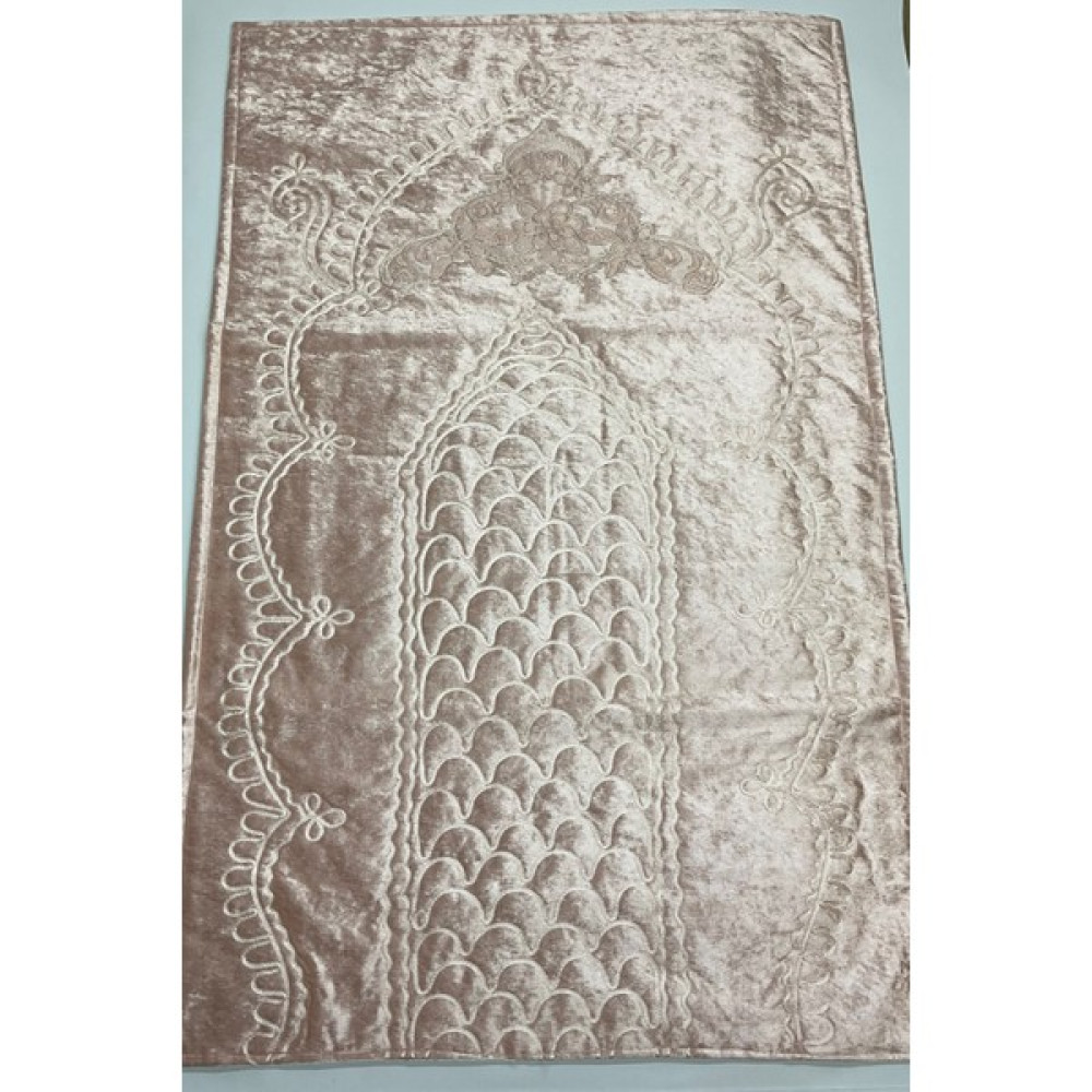 Bünyamin Çalışkan Lüks Kadife Seccade Seti 4 Parça - Çeyizlik Kadife Seccade Takımı - 80 x 130 cm - Pudra Seccade Fiyatı