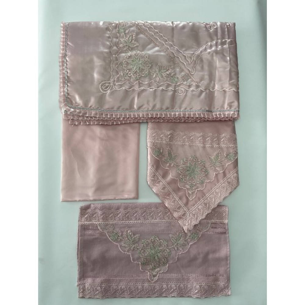 Bünyamin Çalışkan Monoray Kumaş Seccade Seti 4 Parça - Çeyizlik Monoray 4'lü Seccade Takımı - 80 x 130 cm - Pudra Seccade Fiyatı
