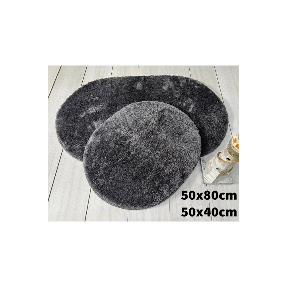 Bünyan Halı Banyo Halısı Peluş Post Halı 2li Oval Antrasit Banyo Tekstili Fiyatı
