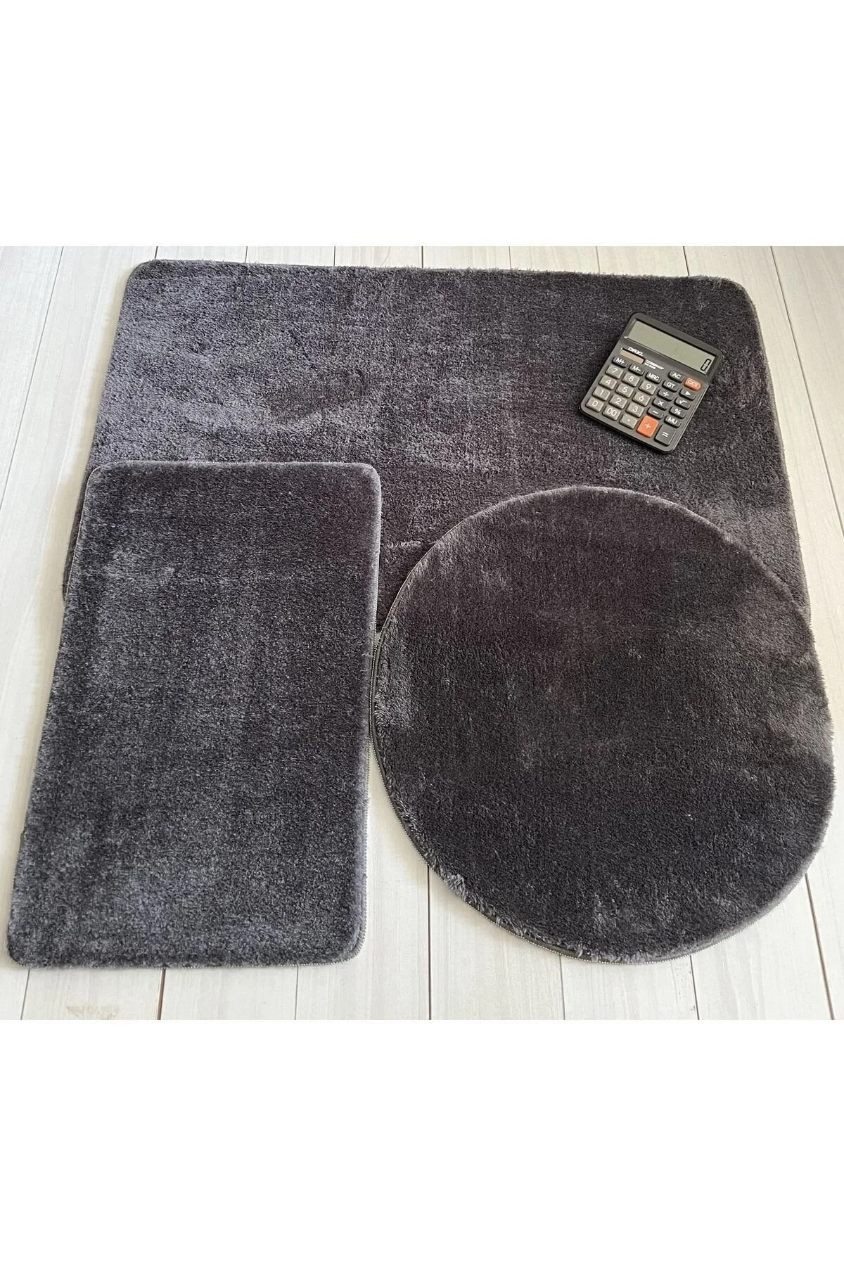 Bünyan Halı Banyo Halısı Peluş Post Halı Klozet Takımı Antrasit 60x100/60x60/40x60 Büyük" Banyo Tekstili Fiyatı