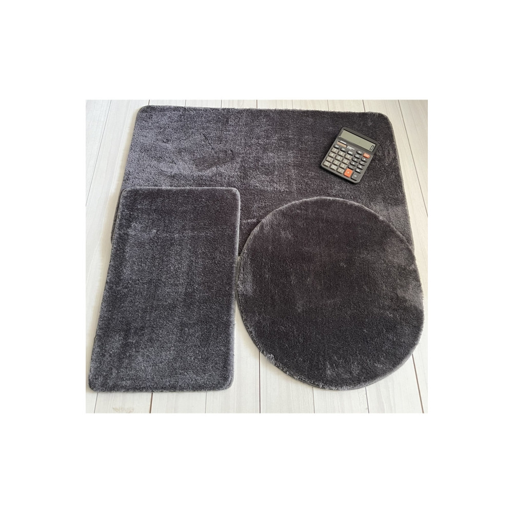 Bünyan Halı Banyo Halısı Peluş Post Halı Klozet Takımı Antrasit 60x100/60x60/40x60 Büyük Banyo Tekstili Fiyatı