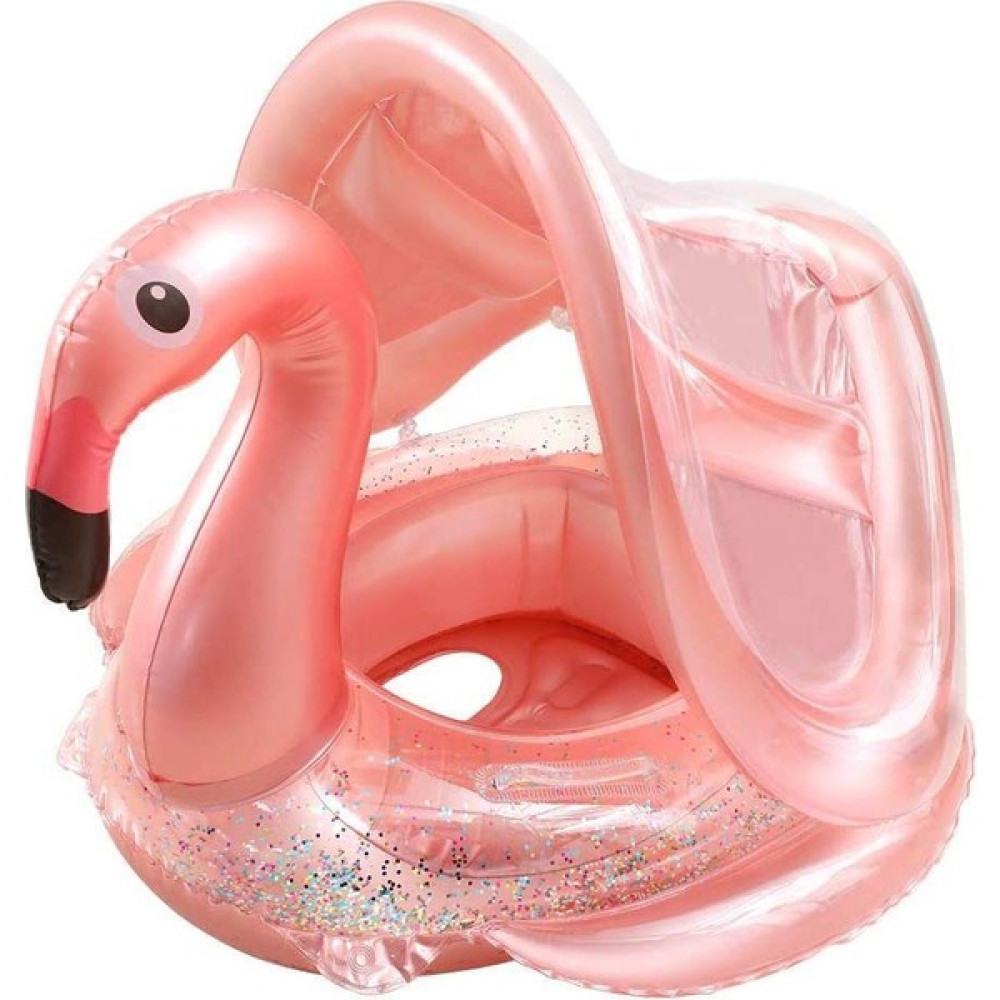 buradanaldım 0-6 Yaş, Simli Pembe Flamingo Güneşten Koruyan Bebek Simidi, Oturaklı Deniz, Havuz Yüzme Simidi Şişme Su Ürünleri Fiyatı