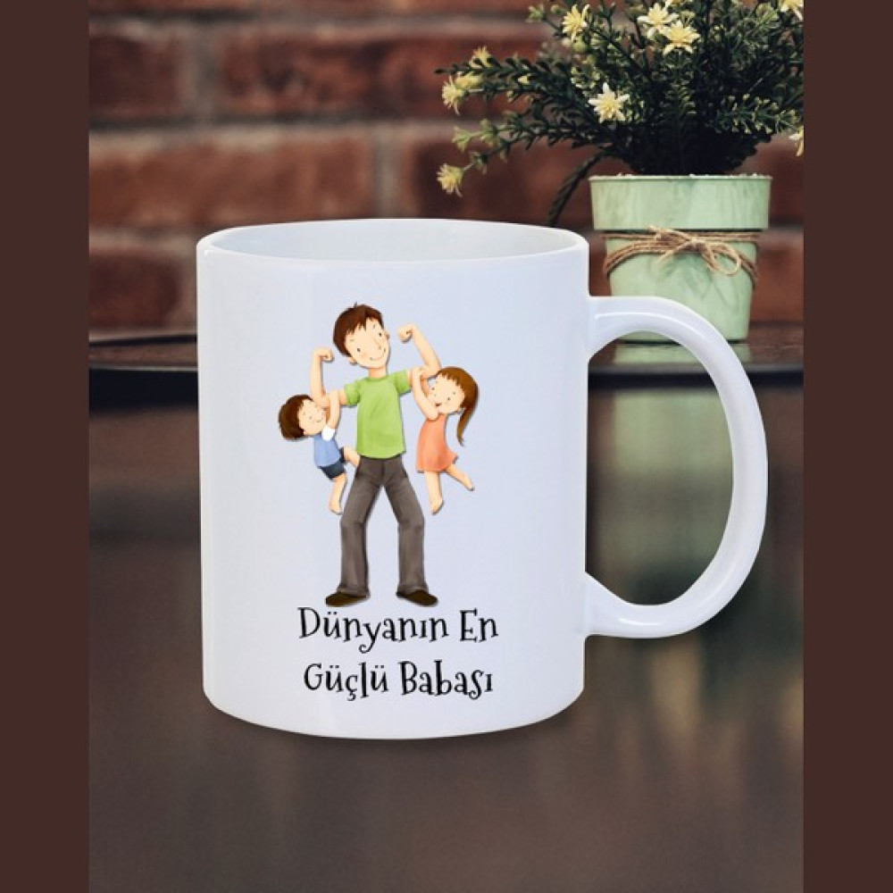 Burak Baskı Tasarım Babalar Günü Hediyesi Dünyanın En Güçlü Babası Kupa Bardak- Arkadaş Doğum Günü-Çay Kahve Kupası Fincan / Bardak / Kahve Takımı Fiyatı