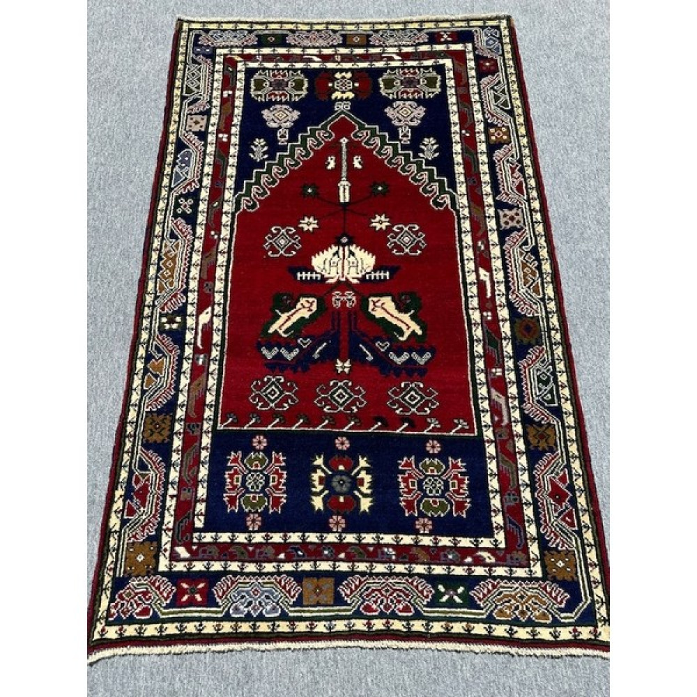 Burak Halı El Dokuma %100 Yün Çift Kişilik 123 x 200 Büyük Seccade Namazlık - Kırmızı - 123 x 300 cm Seccade Fiyatı