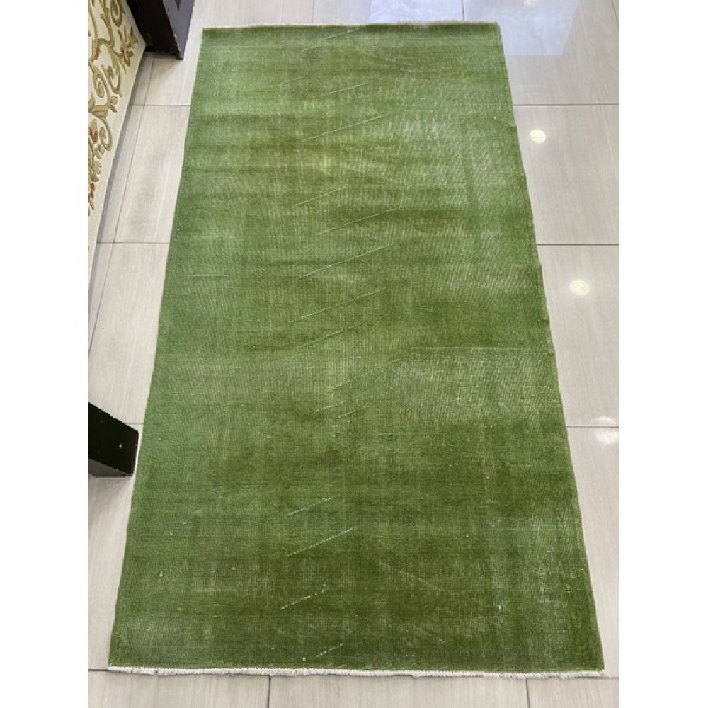Burak Halı El Dokuma Düz Yeşil Eskitme Halı 120X223 Fıstık Yeşili Yün Halı - 120 x 223 cm Salon Halısı Fiyatı