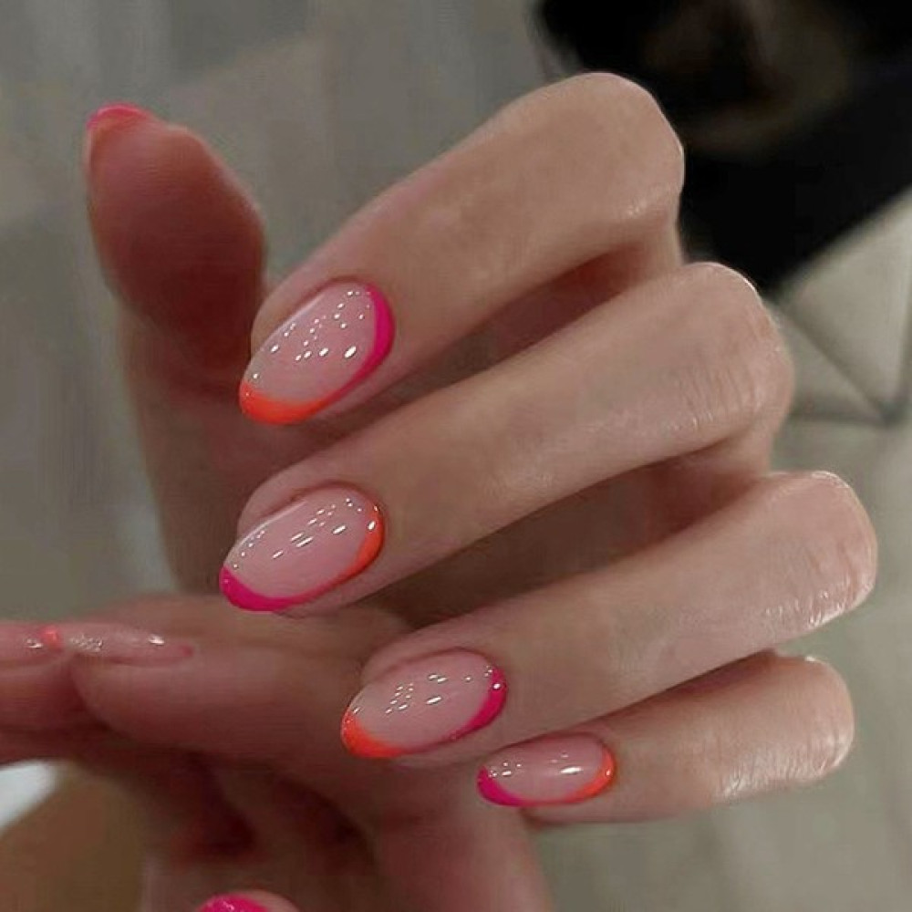 Buranlei 24 Adet Fransız Yanlış Çivi Badem Takma Tırnak Tutkal Basın ile Beyaz Kenar Tasarım Giyilebilir Basit Ins Pembe Stiletto Nail Ipuçları (Yu... Tırnak Bakımı Fiyatı