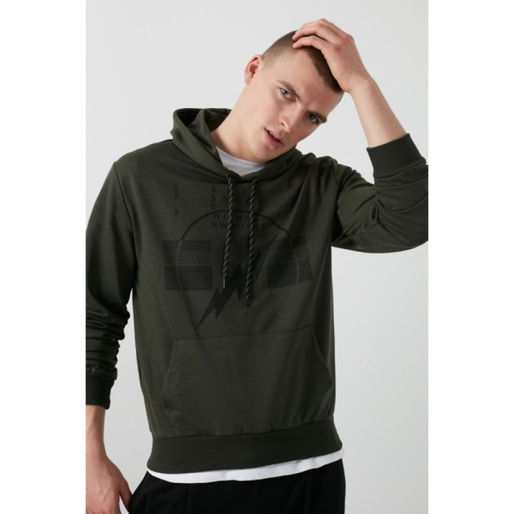 Buratti Pamuklu Baskılı Kanguru Cepli Kapüşonlu Sw Erkek SWEAT 541SIMSEK Erkek Sweatshirt Fiyatı