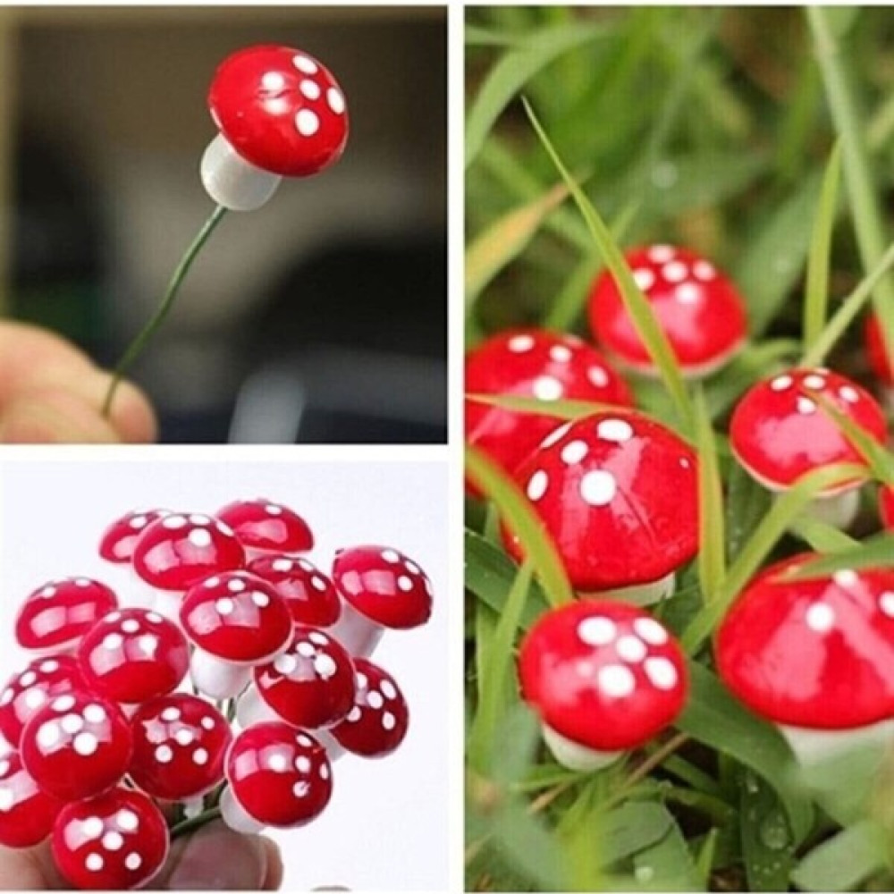 Burdan Eve Kırmızı Beyaz Mini Mantar 25'li Saksı Mantarı Saksı Süsü Mini Mantar - Yok Bitki Fiyatı