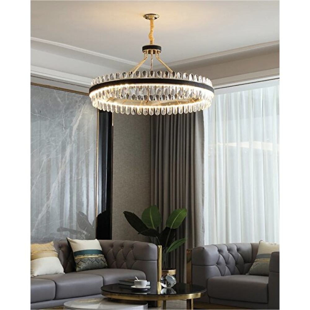 Burenze Luxury Exclusive Modern Sarkıt Kristal Taşlı LED Avize Gold Sarı 60'lık Kademeli 3 Renk Işık - 1'li Avize Fiyatı