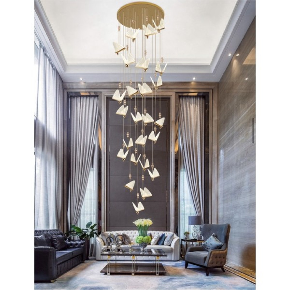 Burenze Luxury Modern Exclusive Sarkıt Kelebek LED Avize 19’lu Gold Sarı Gün Işığı BURENZE1018 - 19'lu Avize Fiyatı