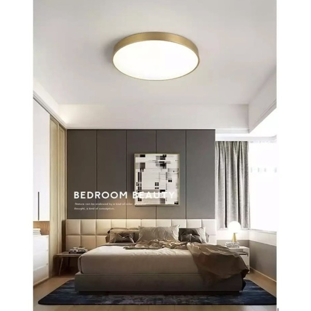 Burenze Mat Gold Sarı LED Panel Avize Tavana Sıfır 6500K Buz Beyazı Işık Avize Fiyatı