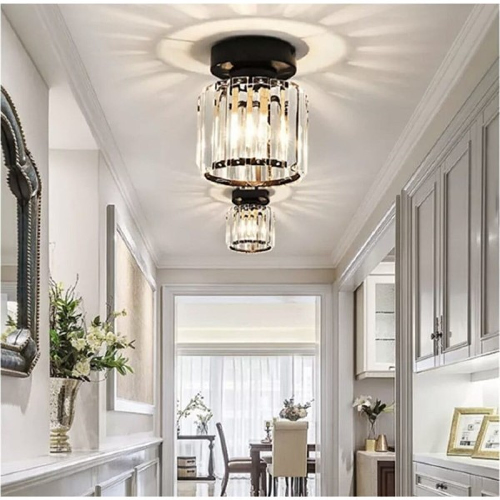 Burenze Modern Luxury Plafonyer Tavan Kristal Taşlı Avize Hol Antre Avize Siyah BURENZE963 Avize Fiyatı
