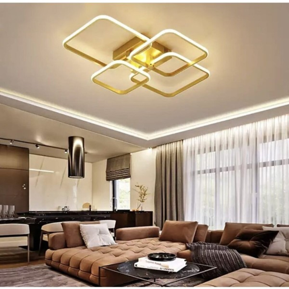 Burenze Modern Plafonyer LED Avize Gold Sarı Kare Gün Işığı BURENZE979 - 1'li Avize Fiyatı