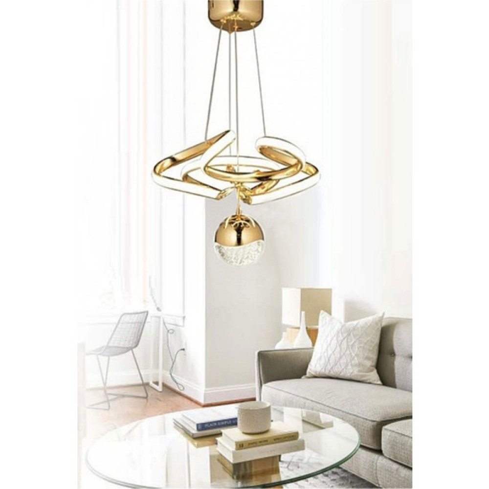 Burenze Modern Tekli Sarkıt Power LED Avize Concept Ürün Gold Sarı Ledli Avize BURENZE371 - 1'li Avize Fiyatı