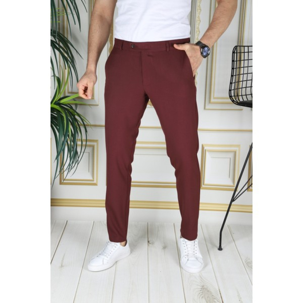 Bürke Erkek Bordo Renk Italyan Kesim Slimfit Kumaş Pantolon Erkek Pantolon Fiyatı