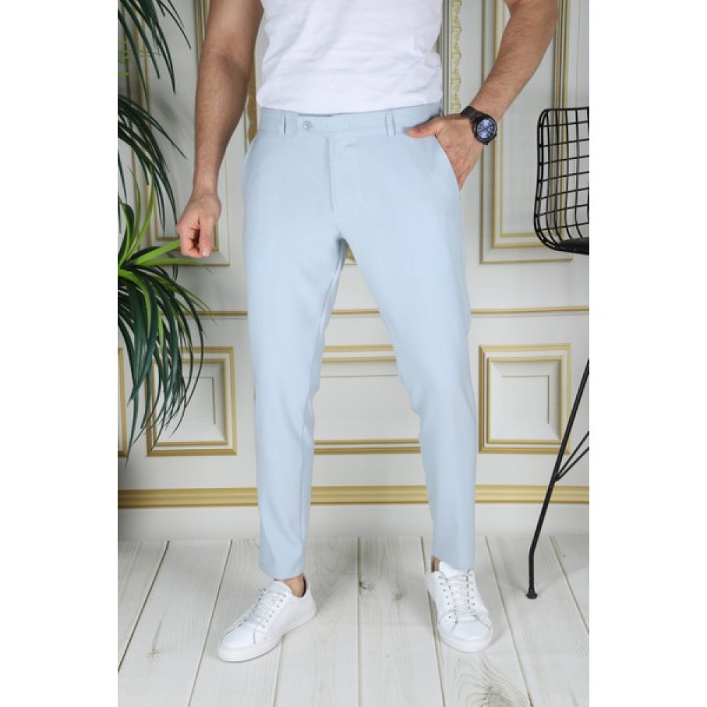 Bürke Erkek Buz Mavisi Renk Italyan Kesim Slimfit Kumaş Pantolon Erkek Pantolon Fiyatı