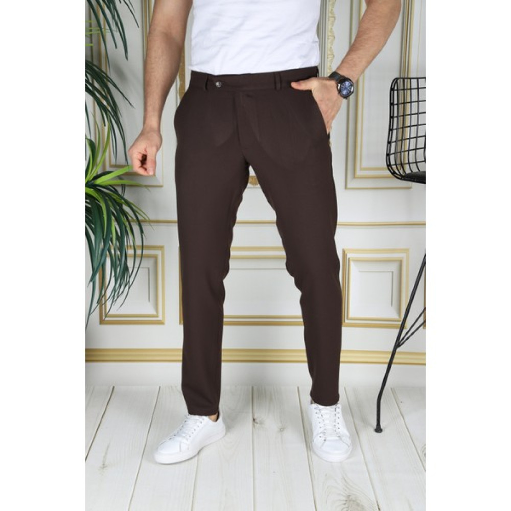 Bürke Erkek Kahve Renk Italyan Kesim Slimfit Kumaş Pantolon Erkek Pantolon Fiyatı
