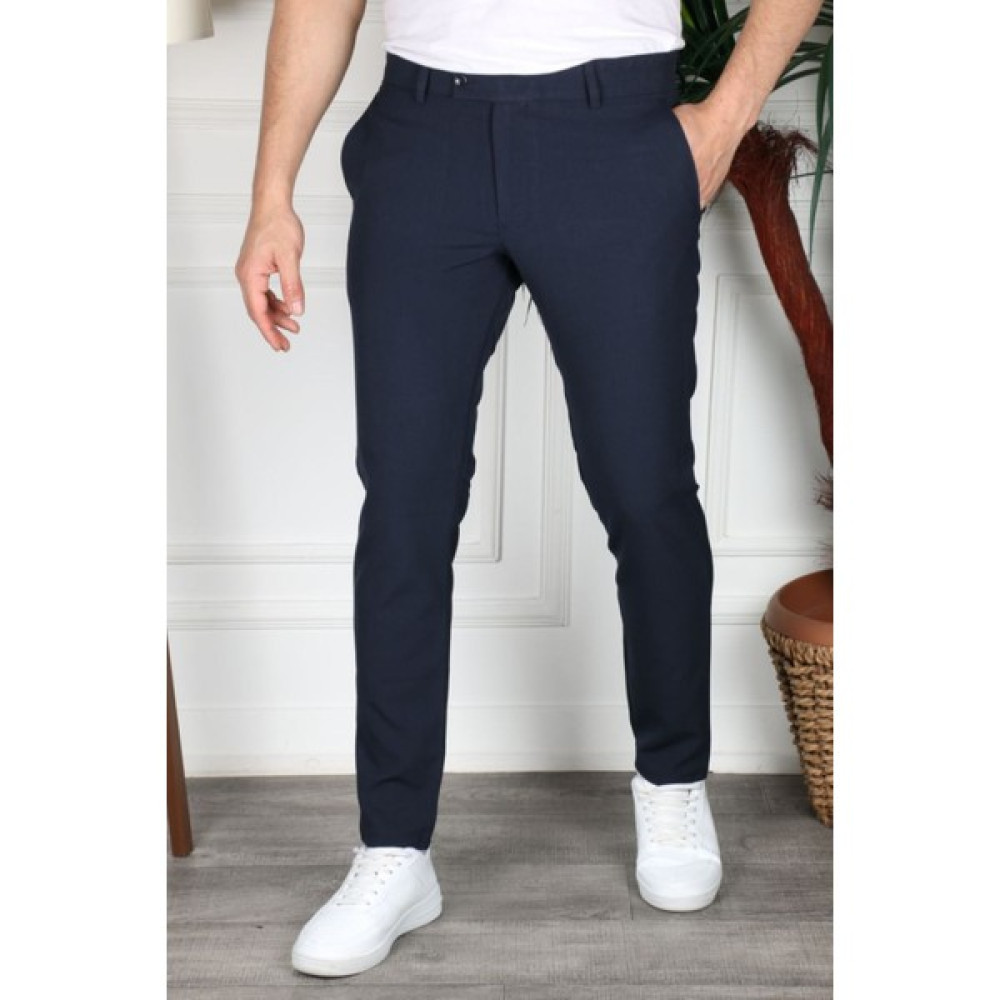 Bürke Erkek Lacivert Renk Italyan Kesim Slimfit Kumaş Pantolon Erkek Pantolon Fiyatı